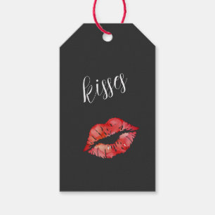 Black Red Lips Flirty Kisses Gift Tags