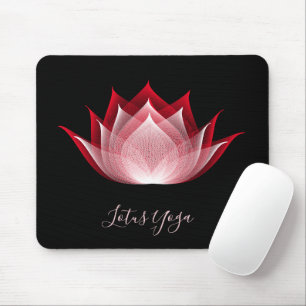 Black Red Lotus Moiré Drawing Flower Graphic Yoga Mouse Pad