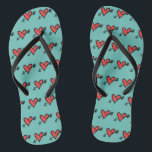 Black & Red Love Heart Flip Flops<br><div class="desc">Love heart wedding flip flops.</div>