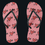 Black & Red Love Heart Flip Flops<br><div class="desc">Love heart wedding flip flops.</div>