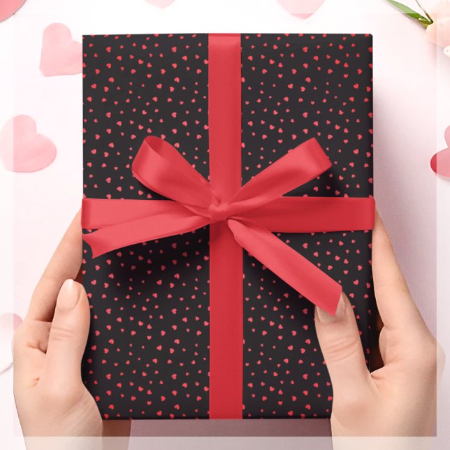 Black & Red Love Heart Gift Wrapping Paper (Creator Uploaded)