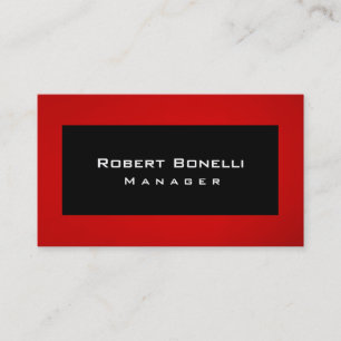 Black Red Manager Modern Plain Business Card