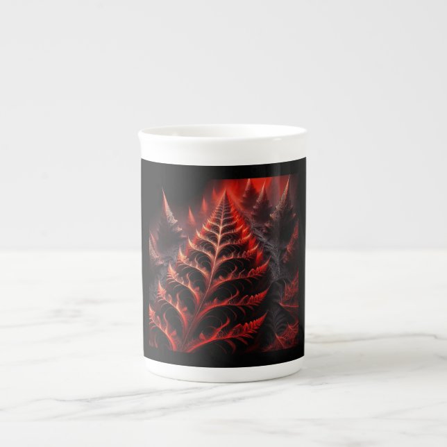 Black & Red Mandelbrot Fractal Highway To Hell Bone China Mug (Front)