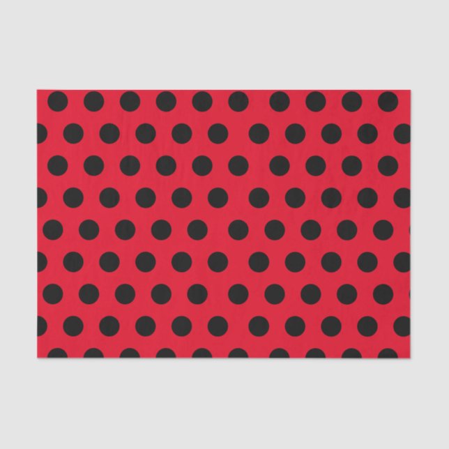 Black & Red Medium Polka Dot Chic Tissue Paper (Front)