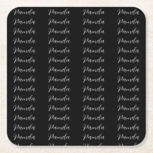 Black Red Minimalist Add Name Personalised Square Paper Coaster