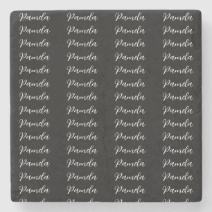 Black Red Minimalist Add Name Personalised Stone Coaster