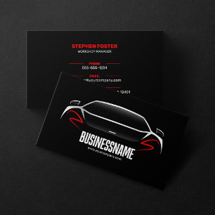 Black & Red Mobile Auto Detailing Automotive Car Business Card