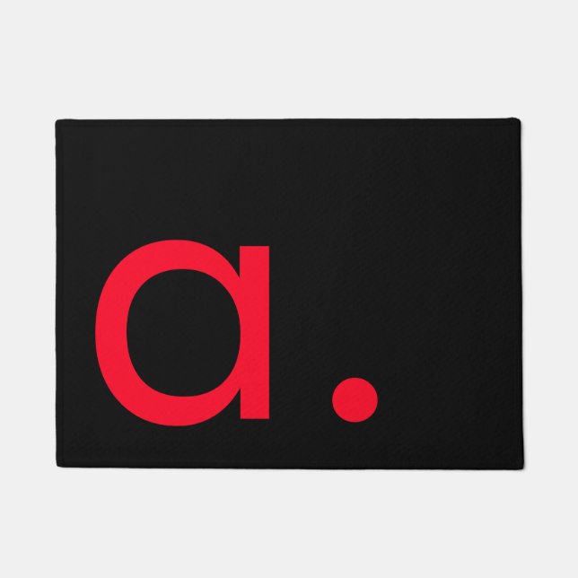 Black Red Monogram Initial Letter Modern Plain Doormat (Front)