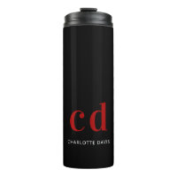 Black red monogram initials name