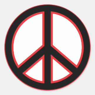 Black & Red Peace Symbol Classic Round Sticker