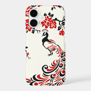 Black, red peacock & cherry blossoms