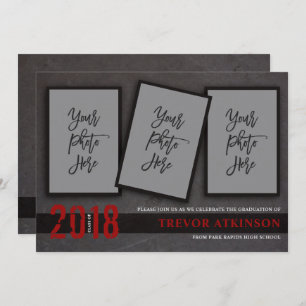Black & Red Photo Boy Graduation Announcement