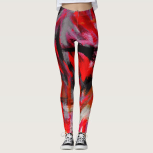 Black Red Pink Abstract Painting #3 Leggings