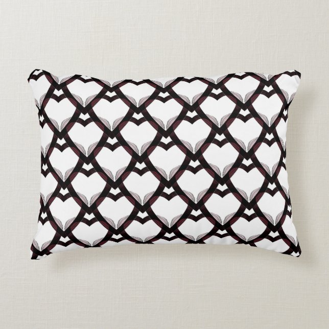 Black Red Pink hearts Decorative Cushion (Front)