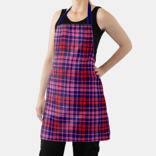 Black Red Pink Plaid Tartan Design  Apron