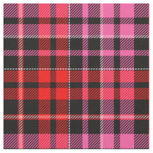 Black Red Pink Plaid Tartan Design Fabric