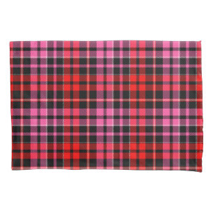 Black Red Pink Plaid Tartan Design Pillowcase