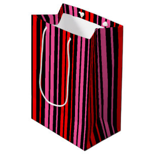 Black Red Pink Vertical Stripes Design Classic  Medium Gift Bag