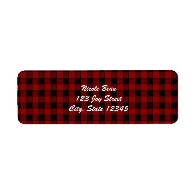 Black & Red Plaid 2 Chequered Address Labels (Front)
