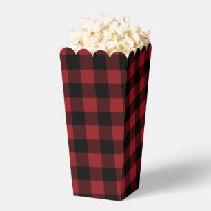Black Red Plaid Check Popcorn Box