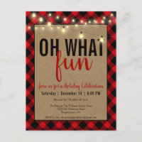 Black & Red Plaid Check Rustic Holiday Party