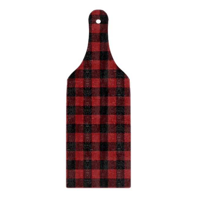 Black & Red Plaid Checked - Cutting Board (Front)