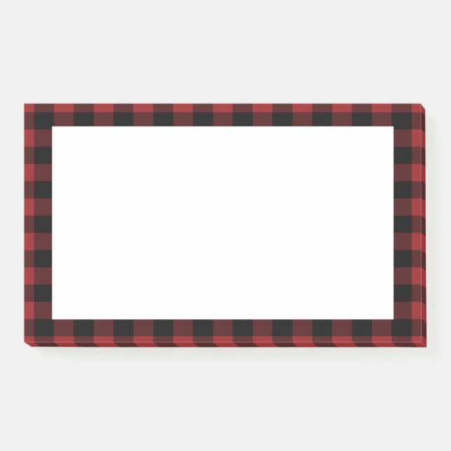 Black & Red Plaid Checked Post-it Notes (Front)