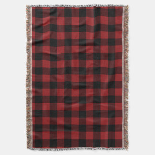 Black & Red Plaid Checked - Throw Blanket