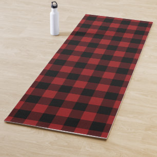 Black & Red Plaid Checked - Yoga Mat
