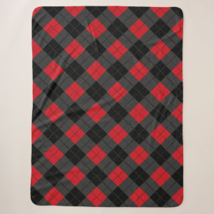 Black Red Plaid Sherpa Blanket