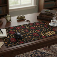 Black & Red Poppy Vintage William Morris Monogram
