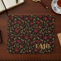 Black & Red Poppy Vintage William Morris Monogram