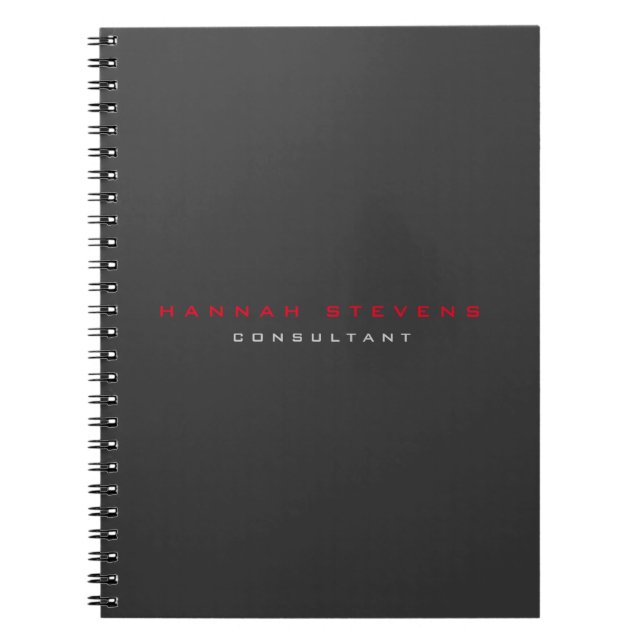 Black Red Professional Minimalist Notebook (Front)
