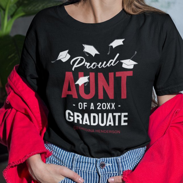 Black Red Proud Aunt 2025 Graduate T-Shirt (Creator Uploaded)