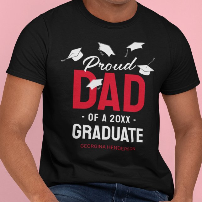 Black Red Proud Dad 2025 Graduate T-Shirt (Creator Uploaded)