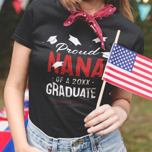 Black Red Proud Nana 2025 Graduate T-Shirt