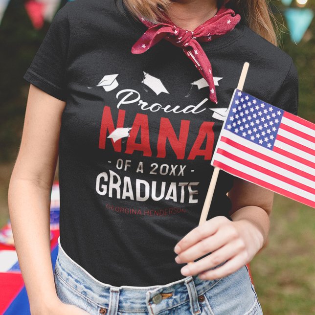 Black Red Proud Nana 2025 Graduate T-Shirt (Creator Uploaded)