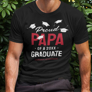 Black Red Proud Papa 2025 Graduate T-Shirt