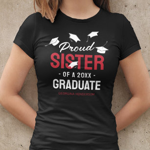 Black Red Proud Sister 2024 Graduate T-Shirt