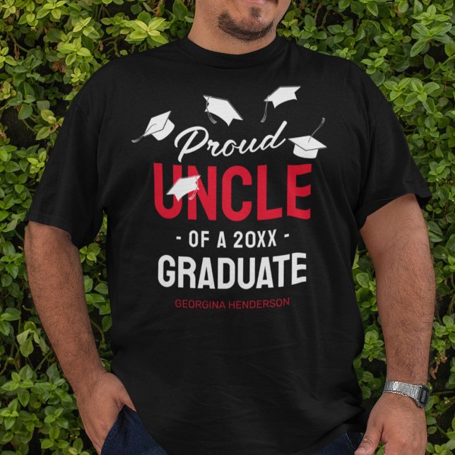 Black Red Proud Uncle 2025 Graduate T-Shirt (Creator Uploaded)