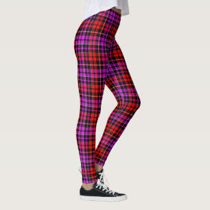 Black Red Purple Plaid Tartan Design  Leggings