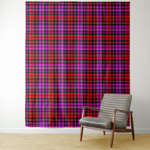 Black Red Purple Plaid Tartan Design  Tapestry