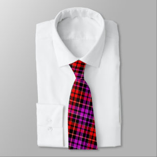 Black Red Purple Plaid Tartan Design Tie