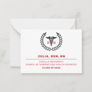 Black Red RN Nursing School Class Graduation Card