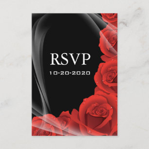 Black & Red Rose Wedding RSVP Response Cards