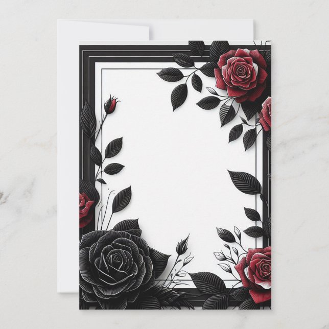 Black & Red Roses Invitation (Front)