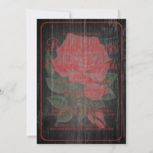 Black Red Rustic Floral Bridal Shower Invitations