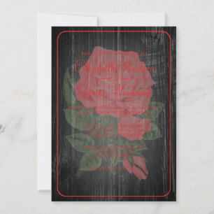 Black & Red Rustic Floral Wedding Invitations