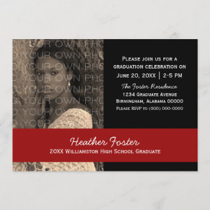 Black/Red School Colour Blocks Grad Invite