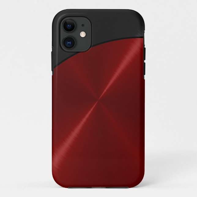 Black Red Shiny Steel Metal Case-Mate iPhone Case (Back)